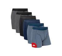 DANISH ENDURANCE Lot de 6 Boxers en Coton Bio Ultra Doux et Respirants, Confortables, Caleçons Homme Multicolore (2 x Rayures Noir, 1 x Noir, 1 x Marine, 2 x Rayures Marine) M