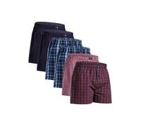 DANISH ENDURANCE Boxers Tissés pour Hommes, 100% Coton Bio, Calecon pour Homme à Coupe Ample Lot de 4 ou 6, Bleu/Rouge, XXL