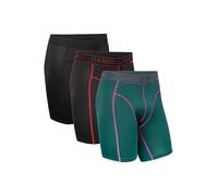 DANISH ENDURANCE Boxer Homme Sport Respirant et Doux, Anti-Frottement, Lot de 3, Multicolore Jambes Longues (1x Noir, 1x Noir/Rouge, 1x Vert), XL