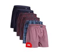 DANISH ENDURANCE Boxers Tissés pour Hommes, 100% Coton Bio, Caleçon en Coton Lot de 4 ou 6, Bleu/Rouge, L