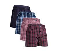 DANISH ENDURANCE Boxers Tissés pour Hommes, 100% Coton Bio, Calecon pour Homme à Coupe Ample Lot de 4 ou 6, Mélange Assorti Bleu/Rouge, M