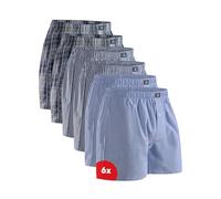 DANISH ENDURANCE Boxers Tissés pour Hommes, 100% Coton Bio, Calecon pour Homme à Coupe Ample Lot de 4 ou 6, Mélange Bleu/Rayures, XL