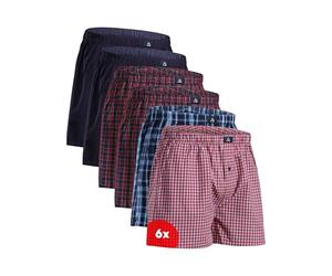 DANISH ENDURANCE Boxers Tissés pour Hommes, 100% Coton Bio, Calecon pour Homme à Coupe Ample Lot de 4 ou 6, Bleu/Rouge, XXL