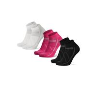 DANISH ENDURANCE Chaussettes Courtes pour Vélo sur Route et VTT, Respirantes, Idéal Cyclisme, 3 Paires, Multicolore (1x Blanc, 1x Rose, 1x Noir), 43-47