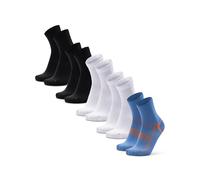DANISH ENDURANCE Chaussettes de Course avec un Ajustement Précis, 3 ou 5 Paires, Multicolore (2x Noir, 2x Blanc, 1x Bleu/Orange), 43-47
