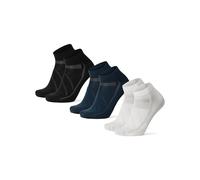 DANISH ENDURANCE Chaussettes de Cyclisme d'Été Anti-Ampoules pour Hommes et Femmes, Unisexe, Lot de 3, Multicolore (1x Noir, 1x Bleu, 1x Blanc), 35-38