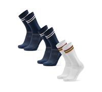 DANISH ENDURANCE Chaussettes de Cyclisme, Lot de 3 ou 5, Multicolore (2x Bleu Marine/Rayures, 1xBlanc/Rayures), 39-42