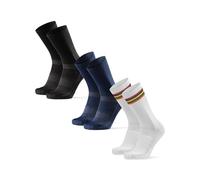 DANISH ENDURANCE Chaussettes de Cyclisme Performance, pour Hommes et Femmes, Unisexes, Lot de 3 ou 5, De Plusieurs Couleurs - (1 x Rayées, 1 x Noir, 1 x Bleu), 39-42