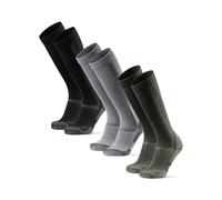 DANISH ENDURANCE Chaussettes de Randonnée en Laine Mérinos Hauteur Genoux Lot de 1 ou 3, Multicolore (1x Noir, 1x Gris Clair, 1x Vert), 43-47