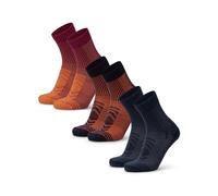 DANISH ENDURANCE Chaussettes de Randonnée Légères en Laine Mérinos, Anti-Ampoules, Homme Femme, 3 ou 5 Paires, Multicolore (1x Bleu Marine/Orange, 1x Fuchsia/Orange, 1x Bleu Marine), 35-38
