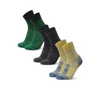 DANISH ENDURANCE Chaussettes de Randonnée Légères en Laine Mérinos, Anti-Ampoules, Homme Femme, 3 ou 5 Paires, Multicouleurs (1x Vert, 1x Gris, 1x Jaune), 43-47