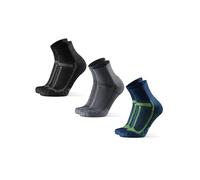 DANISH ENDURANCE Chaussettes de Running, Lot de 3 ou 5, Multicouleurs (1x Blue/Jaune, 1x Gris/Noir, 1x Noir/Gris), 39-42