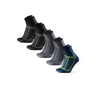 DANISH ENDURANCE Chaussettes de Running Longue Distance, Anti-Ampoules, pour Homme et Femme, Lot de 3 ou 5, Multicouleurs (2x Noir/Gris, 2x Gris/Noir, 1x Bleu/Jaune), 43-47