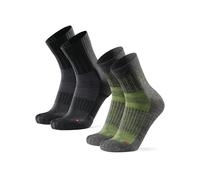 DANISH ENDURANCE Chaussettes de Running Mérinos, Lot de 2, Multicolore (1x Noir/Gris, 1x Vert/Gris), 43-47