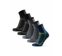 DANISH ENDURANCE Chaussettes de Running Longue Distance, Anti-Ampoules, Soutien Voûte Plantaire, 5 Paires, Multicouleurs (2x Noir/Gris, 2x Gris/Noir, 1x Bleu/Jaune), 43-47