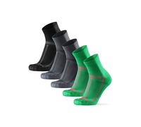 DANISH ENDURANCE Chaussettes de Running Longue Distance, Anti-Ampoules, pour Homme et Femme, Lot de 5, Multicolore (1x Noir/Gris, 2x Gris/Noir, 2x Vert), 43-47