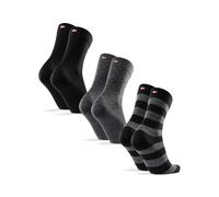 DANISH ENDURANCE Chaussettes en Laine Mérinos, Homme Femme, 3 ou 5 Paires, Noir Multicolor (1x Noir, 1x Gris à Pois, 1x Gris à Rayures), 39-42