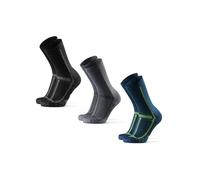 DANISH ENDURANCE Chaussettes Hautes de Running Longue Distance, Confort sans Frottement, Course et Trail, Homme Femme, Lot de 3 ou 5, Multicouleurs (1x Noir, 1x Gris, 1x Bleu Marine), 39-42