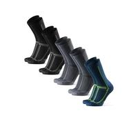 DANISH ENDURANCE Chaussettes Hautes de Running Longue Distance, Confort sans Frottement, Course et Trail, Homme Femme, Lot de 3 ou 5, Mc (2xnoir/Gris, 2xgris/Noir, 1xbleu/Jaune) - 5 Paires, 39-42