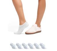 DANISH ENDURANCE Chaussettes Invisibles Basses en Coton, Patin Antidérapant, Femme Homme, 6 Paires, Blanc, 35-38