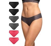 DANISH ENDURANCE Lot de 6 Culottes Invisibles en Microfibre, Slips Doux et Légers, pour Femme, Multicouleurs (2X Noir, 2X Gris, 2X Rose), S