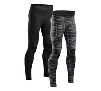 DANISH ENDURANCE Legging de Compression Homme, Séchage Rapide, Lot de 2 | Legging de Compression, Extensibilité 4 Sens et Séchage Rapide, pour la Course, la Salle de Sport et l'Entraînement