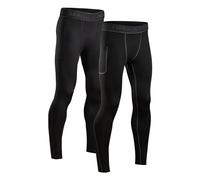 DANISH ENDURANCE Leggings de Compression pour Hommes, Collants de Course, Lot de 2, Multicouleurs (1x Noir, 1x Noir/Gris), L