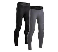 DANISH ENDURANCE Leggings de Compression pour Hommes, Collants de Course, Lot de 2, Multicouleurs (1x Noir, 1x Gris), L