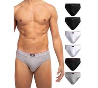 DANISH ENDURANCE Lot de 3 ou 6 Slips en Coton Stretch,Ultra Doux et Confortable, Respirant, pour Homme, De Plusieurs Couleurs - Lot de 6 (2 X Noir, 2 X Blanc, 1 X Gris, 1 X Noir/Ligne Rouge), 3XL