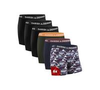 DANISH ENDURANCE Lot de 6 boxers en coton premium pour homme, Multicolore (3 x noir, 1 x bleu/grenat, 1 x rétro, 1 x vert/orange), L