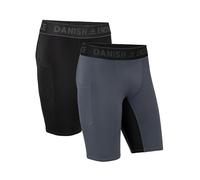 DANISH ENDURANCE Shorts de Compression pour Hommes, Anti-frottement, Lot de 2, Multicouleurs (1x Noir, 1x Gris), XL