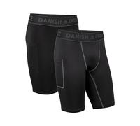DANISH ENDURANCE Shorts de Compression pour Hommes, Anti-frottement, Lot de 2, Multicouleurs (1x Noir, 1x Noir/Gris), M