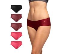 DANISH ENDURANCE Shorty Invisibles en Microfibre, Culottes Douces et Légères, pour Femme, Lot de 3 ou 5, Multicolore (1x Noir, 2X Rose, 2xrubis), L