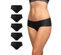DANISH ENDURANCE Shorty Invisibles en Microfibre, Culottes Douces et Légères, pour Femme, Lot de 3 ou 5, Noir Lot de 5, L