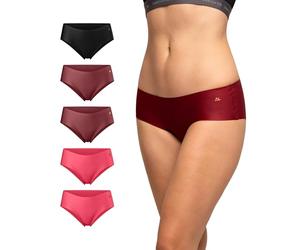 DANISH ENDURANCE Shorty Invisibles en Microfibre, Culottes Douces et Légères, pour Femme, Lot de 3 ou 5, Multicolore (1x Noir, 2X Rose, 2xrubis), L