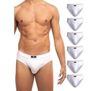 DANISH ENDURANCE Slips Homme en Coton Doux, Classiques et Extensibles, sans Étiquette, Lot de 6, Blanc, XXXL