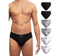 DANISH ENDURANCE Slips Homme en Coton Doux, Classiques et Extensibles, sans Étiquette, Lot de 6, Multicouleurs (2X Noir, 2X Gris, 2X Blanc), XL