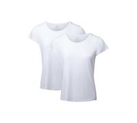 DANISH ENDURANCE T-Shirts pour Femme, Hauts en Coton Bio, Multipack, Manches Courtes, Mélange Doux Prémium, Lot de 2, Col Rond - Blanc, L