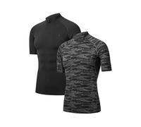 DANISH ENDURANCE T-Shirt de Compression, Séchage Rapide pour Hommes, Maille Respirante, Lot de 2, Multicolore (1x Noir, 1x Gris Camouflage) Lot de 2, XL