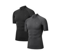 DANISH ENDURANCE T-Shirt de Compression, Séchage Rapide pour Hommes, Maille Respirante, Lot de 2, Multicouleurs (1x Noir, 1x Gris), XL
