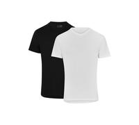 DANISH ENDURANCE T-Shirts pour Homme, T-Shirts en Coton Bio, Multipack, Col Rond ou V, Manches Courtes, Melange Doux Prémium, Lot de 2 Multicolore (1xBlanc, 1xNoir) XXL