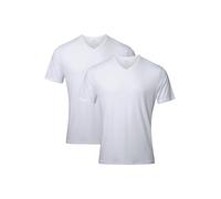 DANISH ENDURANCE T-Shirts pour Homme, T-Shirts en Coton Bio, Multipack, Manches Courtes, Melange Doux Prémium, Lot de 2, Col en V - Blanc, XL