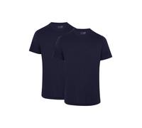 DANISH ENDURANCE T-Shirts pour Homme, T-Shirts en Coton Bio, Multipack, Col Rond ou V, Manches Courtes, Melange Doux Prémium, Lot de 2 Bleu Marine Foncé L