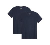 DANISH ENDURANCE T-Shirts pour Homme, T-Shirts en Coton Bio, Multipack, Col Rond ou V, Manches Courtes, Melange Doux Prémium, Lot de 2 Bleu Marine Foncé M