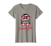 Danish Girl Messy Bun Drapeau Danemark Fière T-Shirt