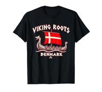 Danish Viking Roots Drapeau Danemark Longship T-Shirt Graphique avec Valeur