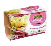 DANIVAL - Purée Pommes rhubarbe BIO 4 x 100g - Vente à l'unité - meilleure offre