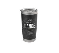 Danke Merci Gracias Grazie Multilingue Gobelet isotherme en acier inoxydable double paroi