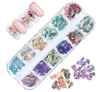 Danlai 12 Grilles Nail Art Coquille Flocons Fragments Texture Coquillage 3D Ongles Charme Nail Art Décoration Coquillage Tranche Manucure Accessoires