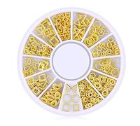 Danlai 200 Count/Pack 3D Gold Métal Nail Stickers Stickers Glitter Nail Art Charm Kit Mixte Accessoires pour Femme Girl DIY Nail Design Bijoux Décoration Artisanale, Série Creuse